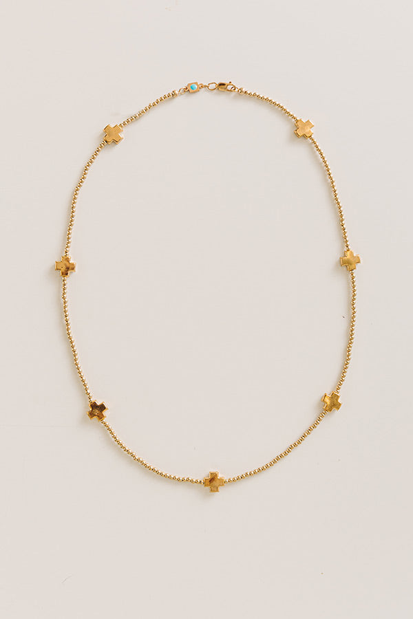 Enewton Signature Cross 2mm Beaded Gold Choker in 17 inches Image - 2