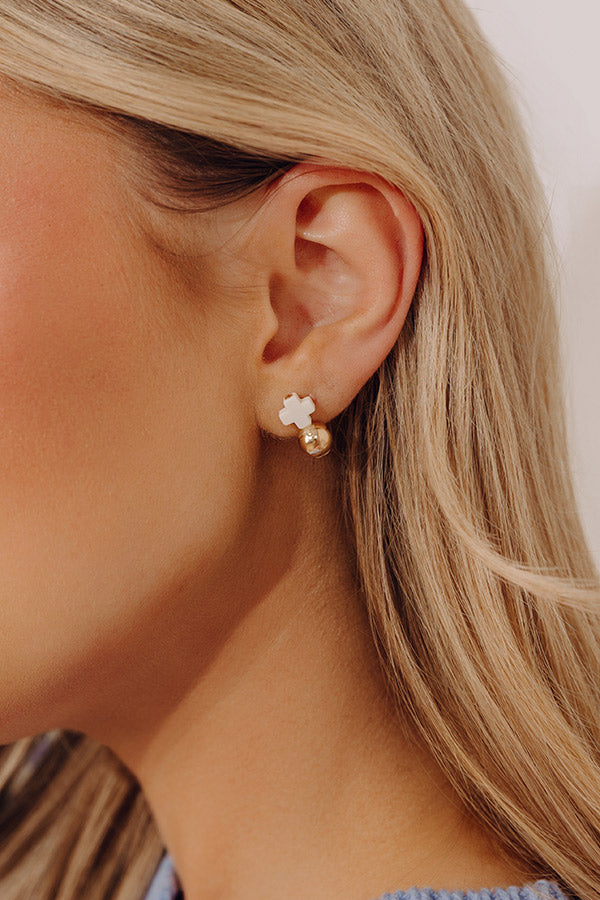 Enewton Signature Cross Classic Drop Earrings in Ivory