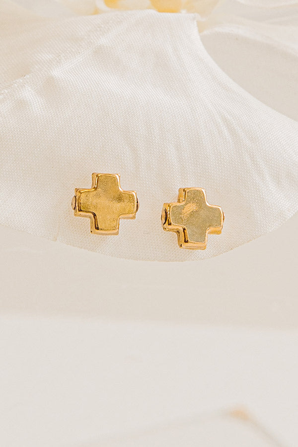 Enewton Signature Cross Gold Stud Earrings Image - 1