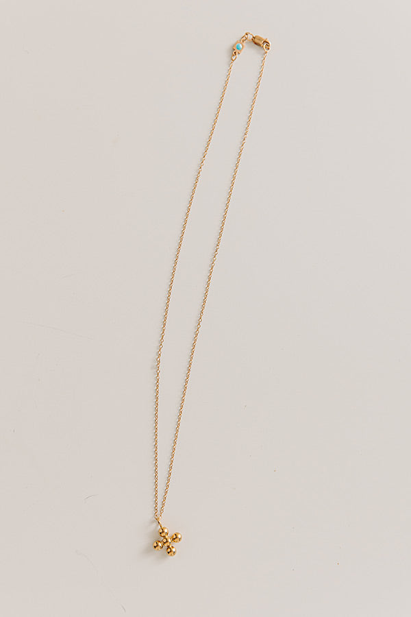 Enewton Signature Cross Beaded Gold Charm Necklace Image - 4