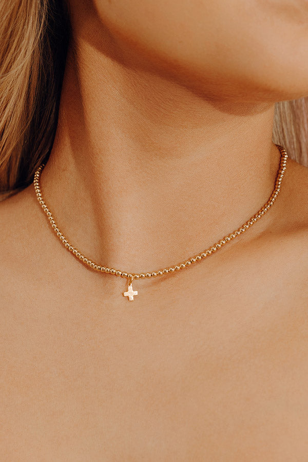 Enewton Classic Gold 3mm Signature Cross Gold Charm Choker in 15 inches Image - 2