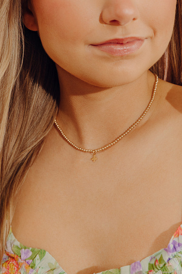 Enewton Classic Gold 3mm Signature Cross Gold Charm Choker in 15 inches Image - 4
