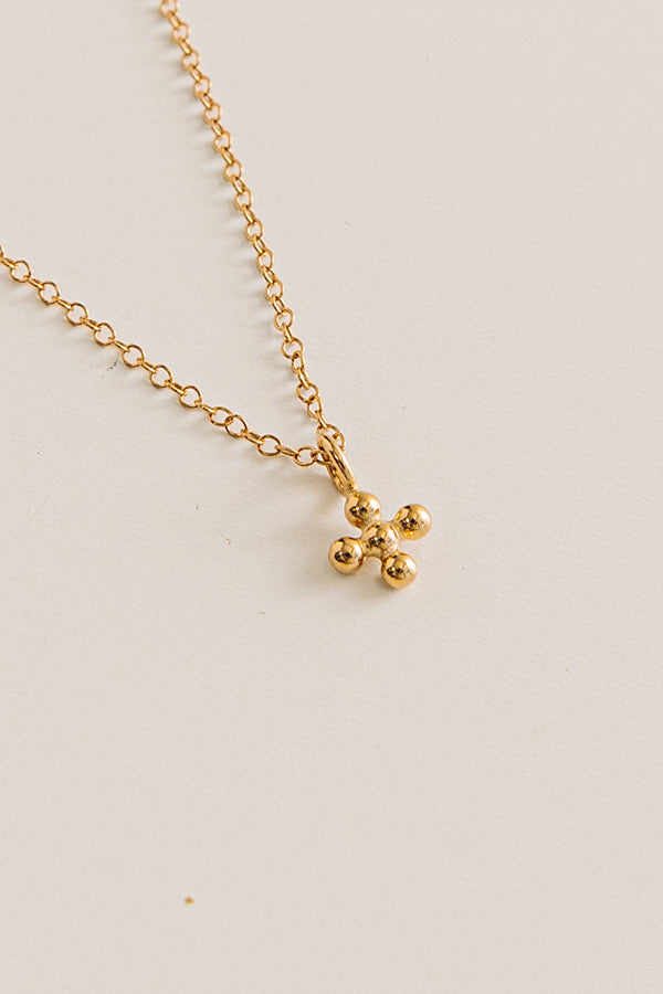 Enewton Signature Cross Beaded Small Gold Charm Necklace Image - 1