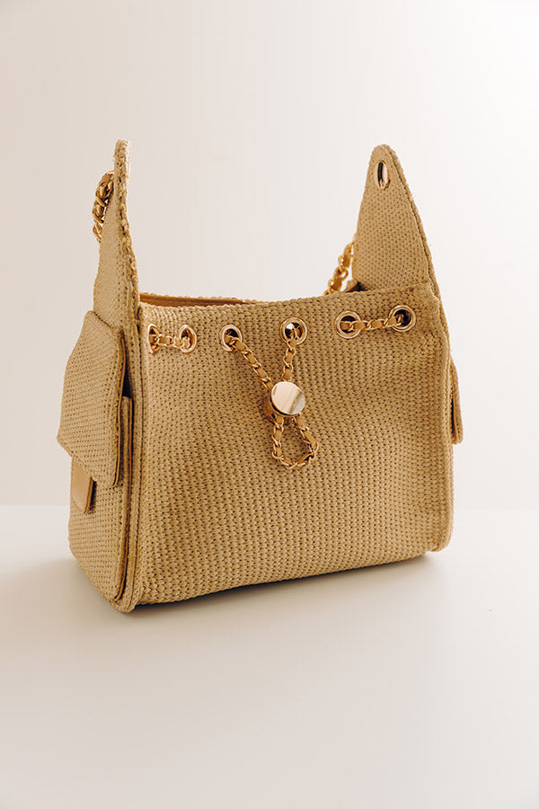 The Paisley Raffia Woven Purse in Natural Image - 2