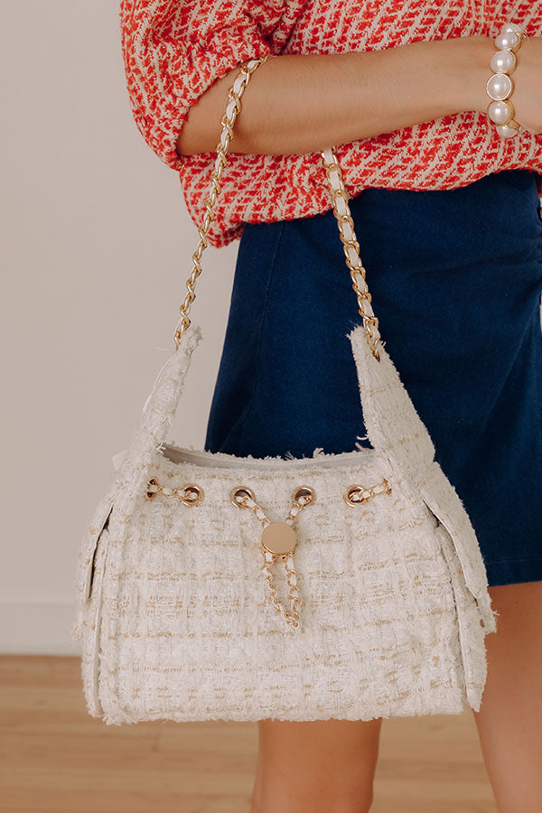 The Paisley Tweed Purse in White