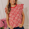 Positano Muse Floral Embroidered Top in Red Image - 1