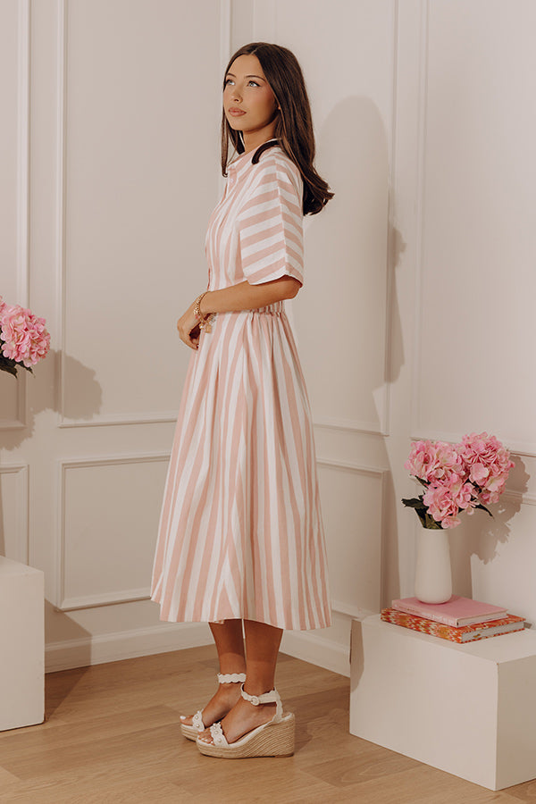 Stripes And Smile Button Down Midi Dress Image - 4