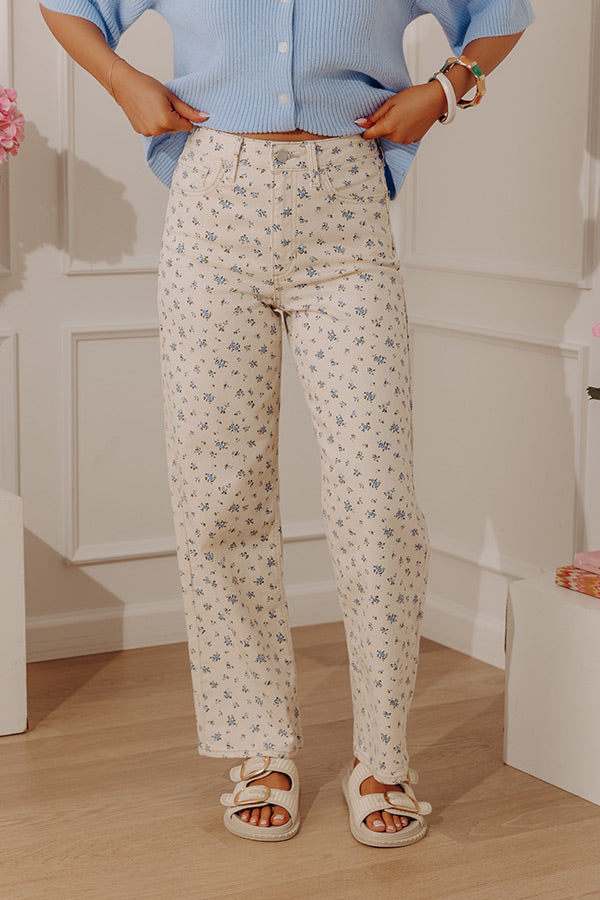 JUST USA Sam High Waist Straight Leg Floral Jean