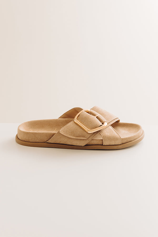 The Elektra Faux Suede Sandal in Iced Latte Image - 4