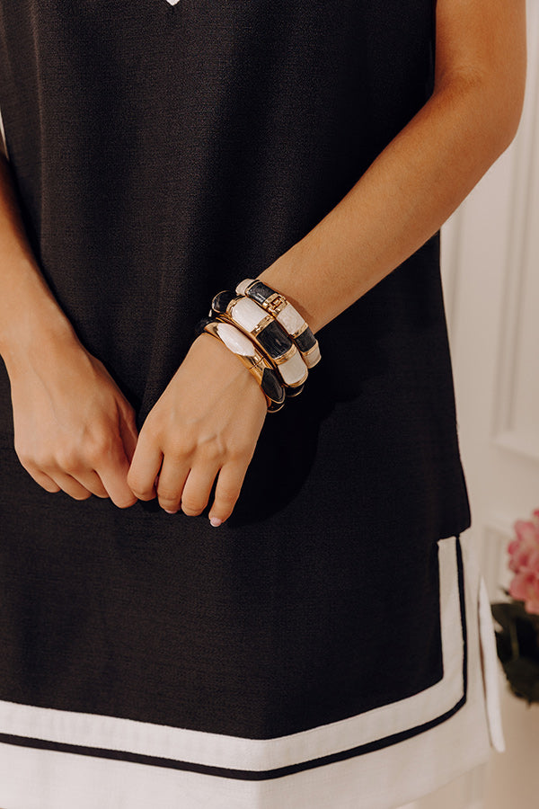 On Holiday Hinge Bangle Bracelet in Black Image - 3