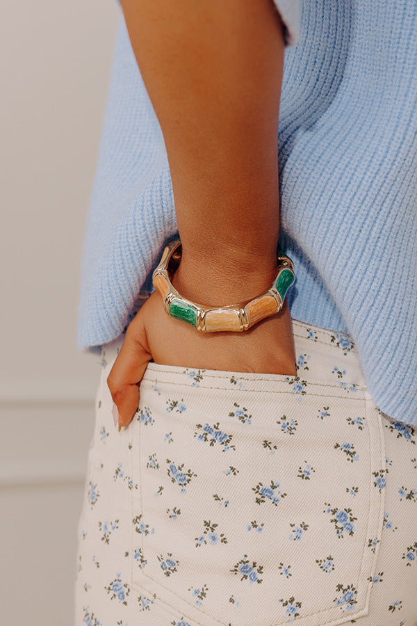 Vacay Bliss Hinge Bangle Bracelet in Camel Image - 2