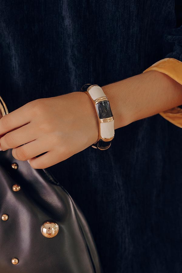 Vacay Bliss Hinge Bangle Bracelet in Black Image - 1