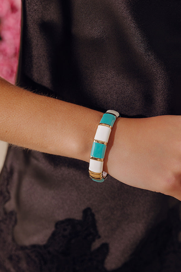 On Holiday Hinge Bangle Bracelet in Light Blue Image - 1