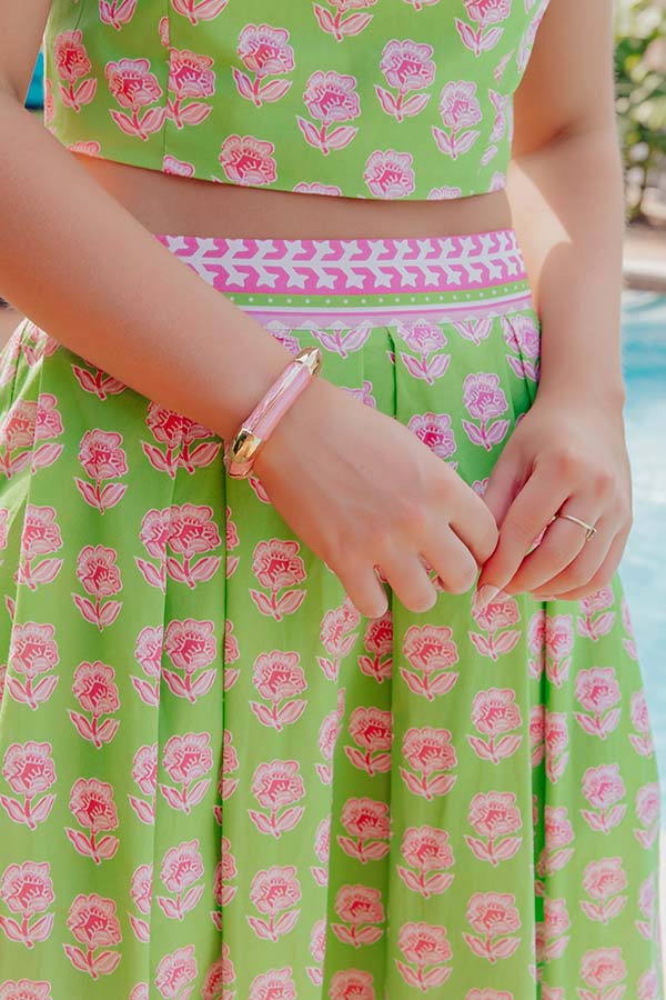 Vacay Chic Hinge Bangle Bracelet in Pink