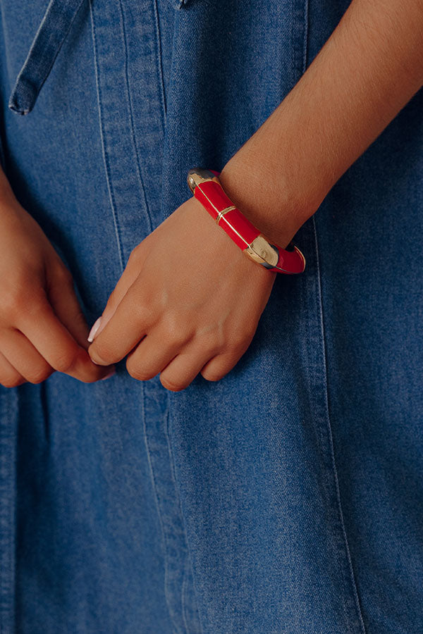 Vacay Chic Hinge Bangle Bracelet in Red Image - 1