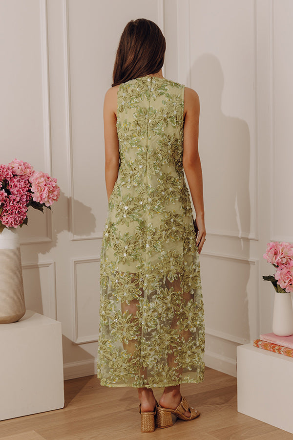 Kissed By Petals Floral Midi Dress in Sage Image - 2