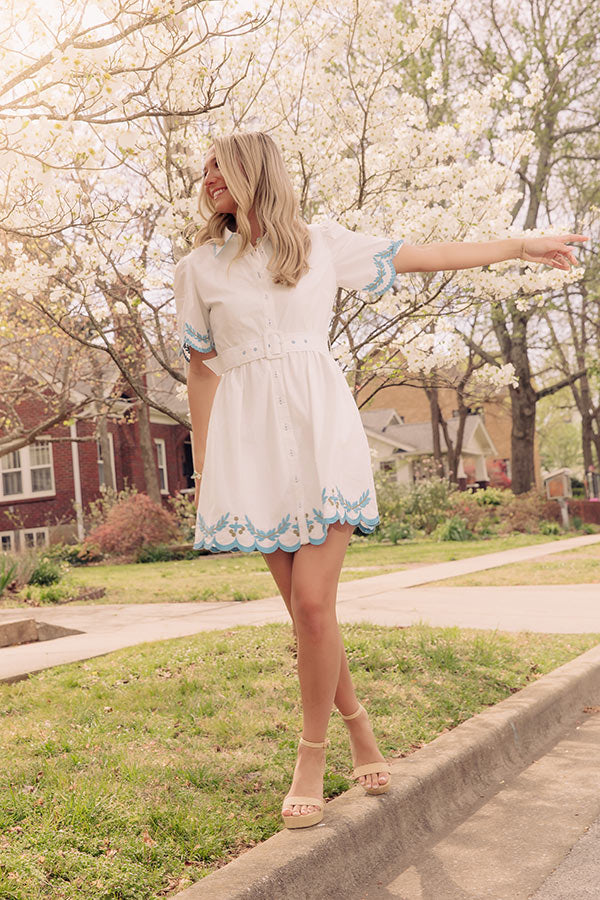 Madison Moment Embroidered Button Down Mini Dress