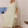 French Picnic Gingham Midi Dress in Green Image - 1