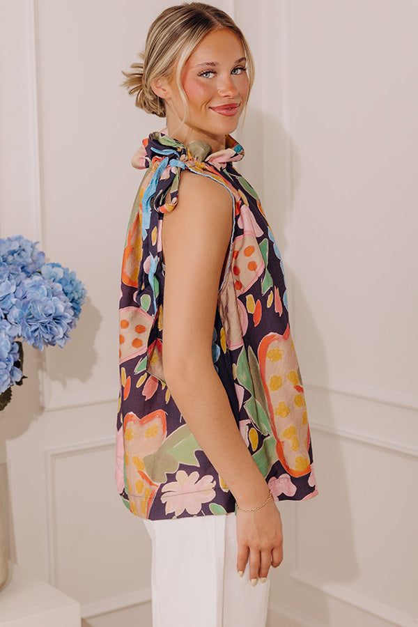 Bright Side Floral Shift Top in Navy Image - 4