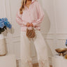 The Arabella Midrise Satin Lace Trim Pants in Cream Image - 1