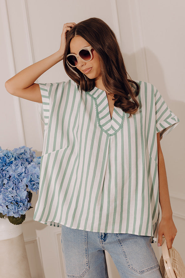 Chic Lines Oversized Top in Green Image - 1