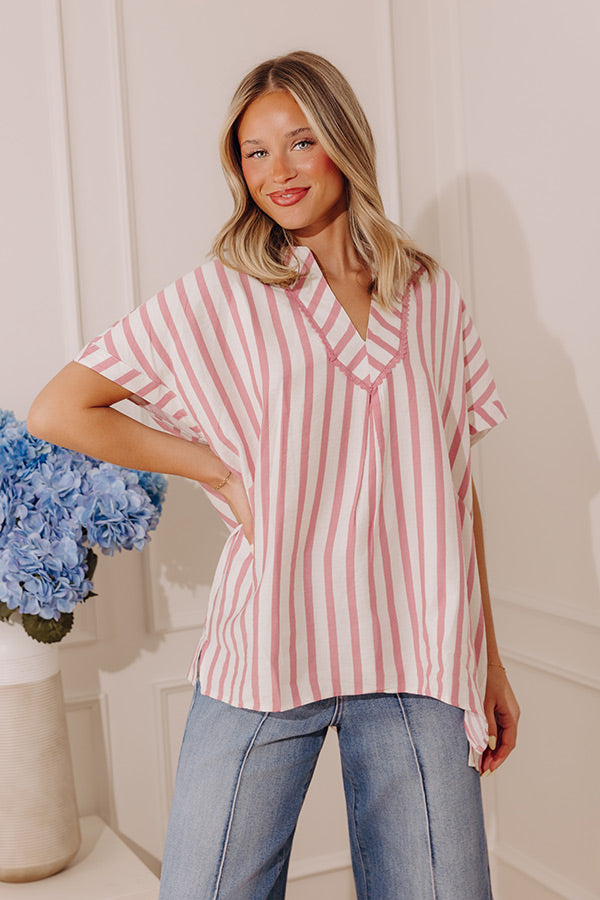 Chic Lines Oversized Top in Blush