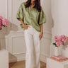 Timeless Allure Oversized Zip Up Top in Sage Image - 1