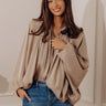 City Lights Organza Zip Up Top in Taupe Image - 1