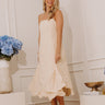 Petal Statement Applique Midi Dress in French Vanilla Image - 1