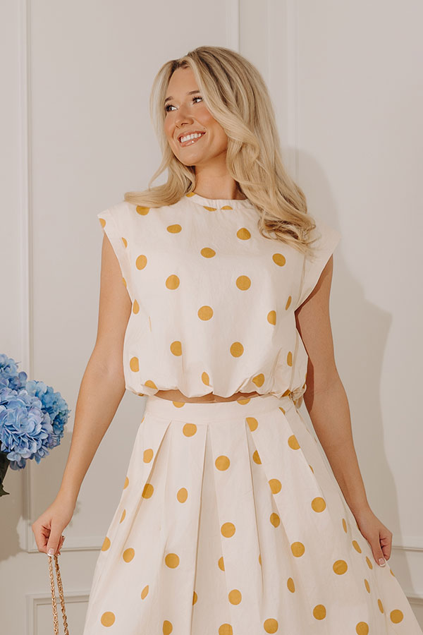 Bistro Charm Polka Dot Bubble Hem Top Image - 1