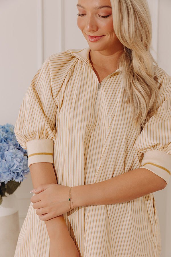 Country Club Chic Stripe Mini Dress in Light Beige Image - 4