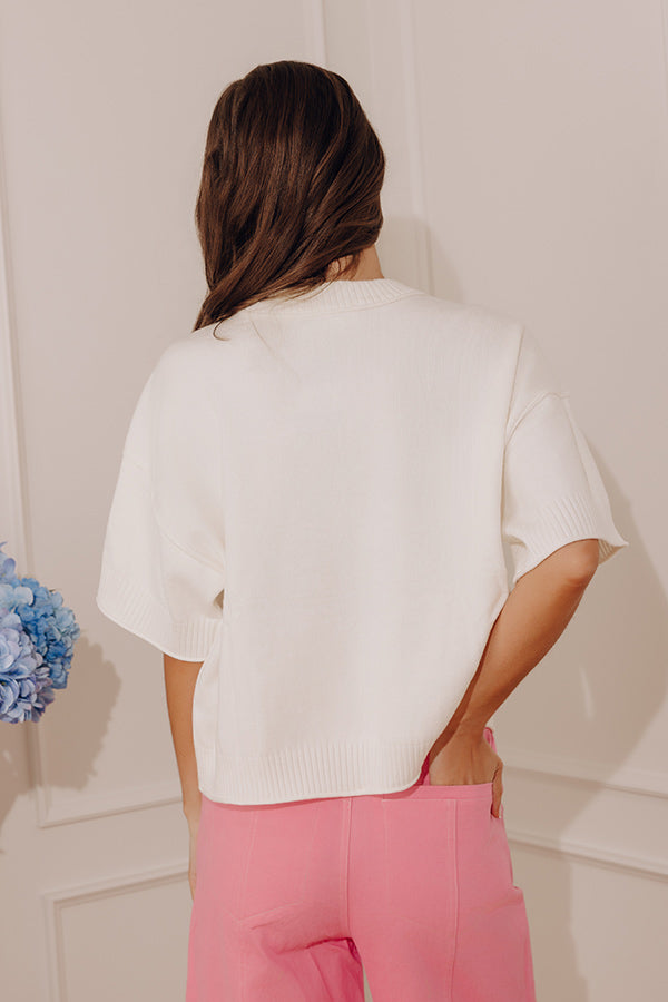 Soho Soft Knit Sweater Top in Ivory Image - 4