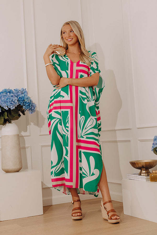 Coastal Cabana Caftan Midi Dress Image - 1