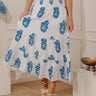 Countryside Muse High Waist Floral Midi Skirt in Sky Blue Image - 1