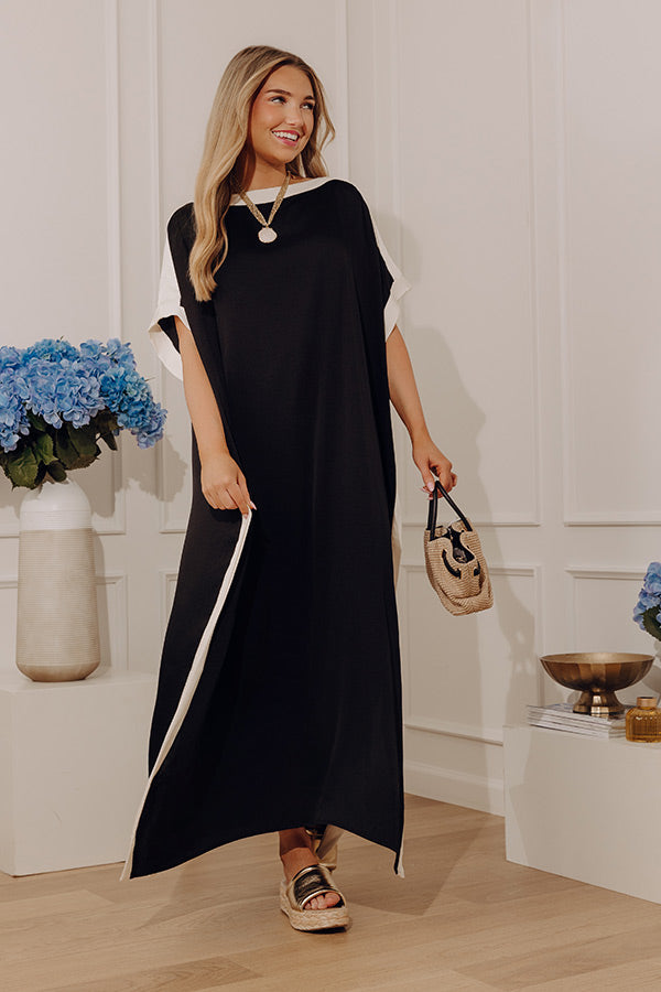 Uptown Happy Hour Caftan Maxi Dress in Black Image - 5