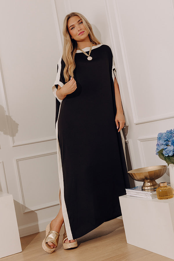 Uptown Happy Hour Caftan Maxi Dress in Black