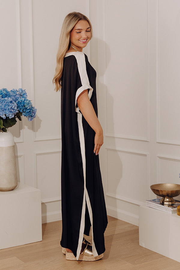 Uptown Happy Hour Caftan Maxi Dress in Black Image - 2