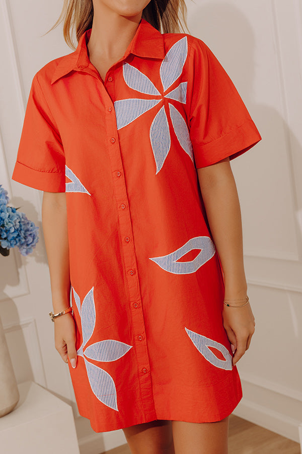 Resort Ready Embroidered Floral Button Down Mini Dress Image - 2