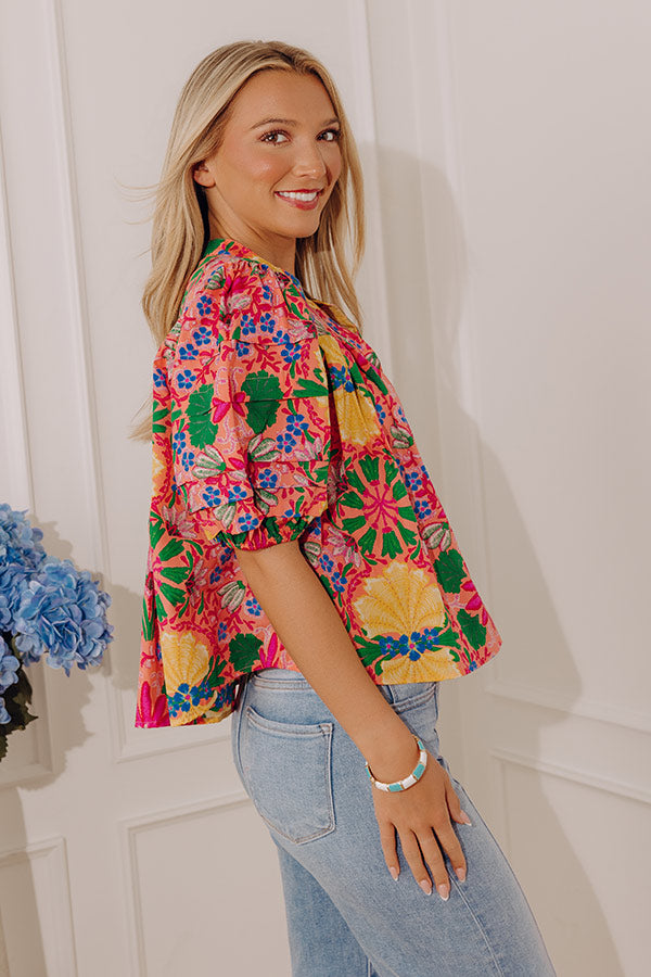 Fiesta Floral Pleated Top Image - 2
