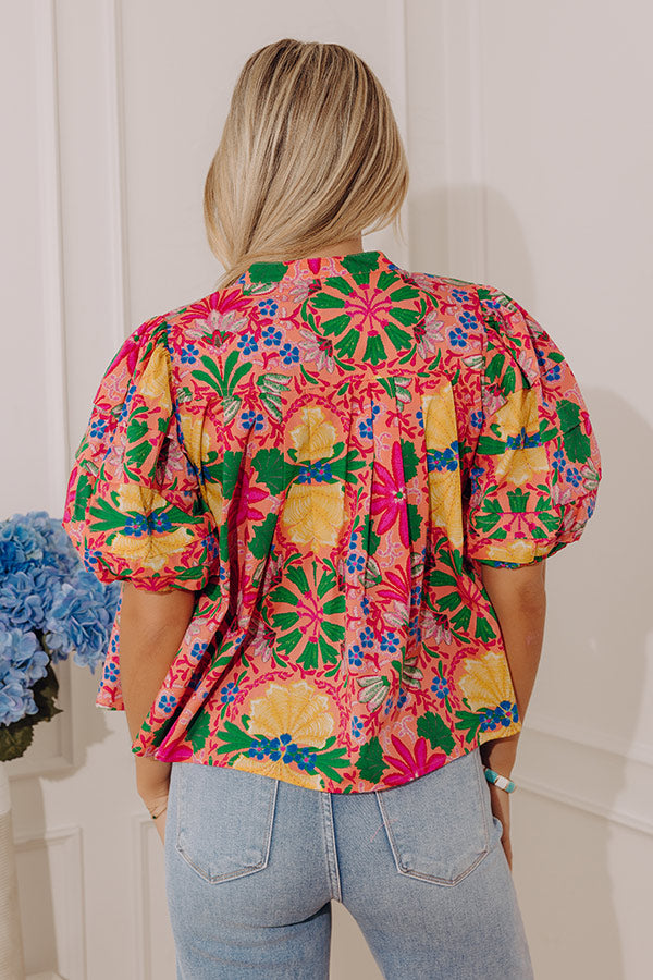 Fiesta Floral Pleated Top Image - 4