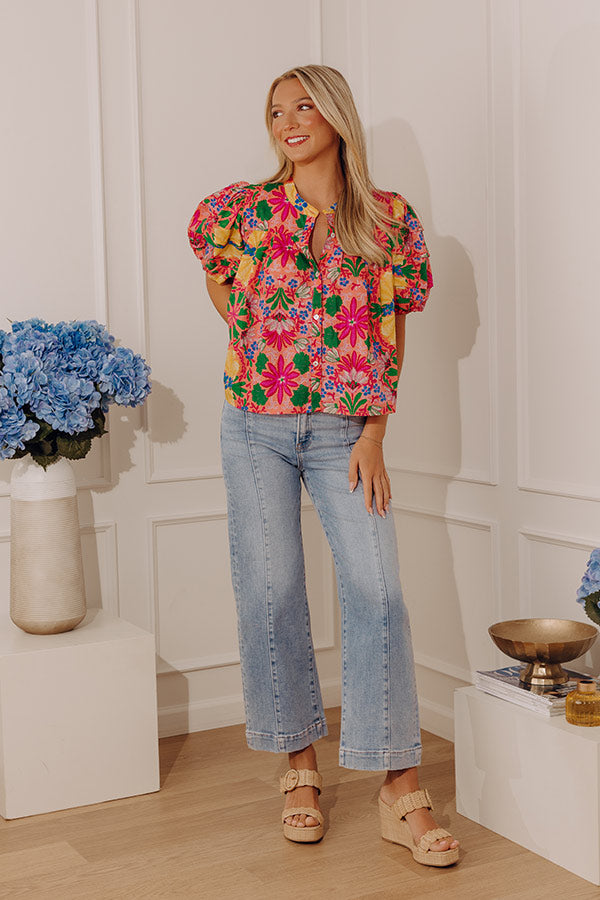 Fiesta Floral Pleated Top Image - 3
