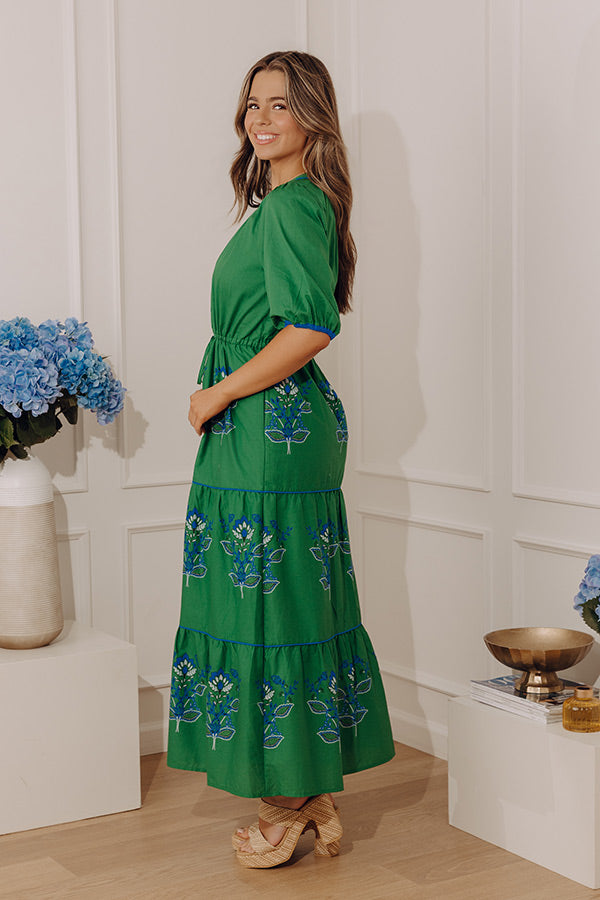 Santorini Garden Floral Tiered Midi Dress Image - 2