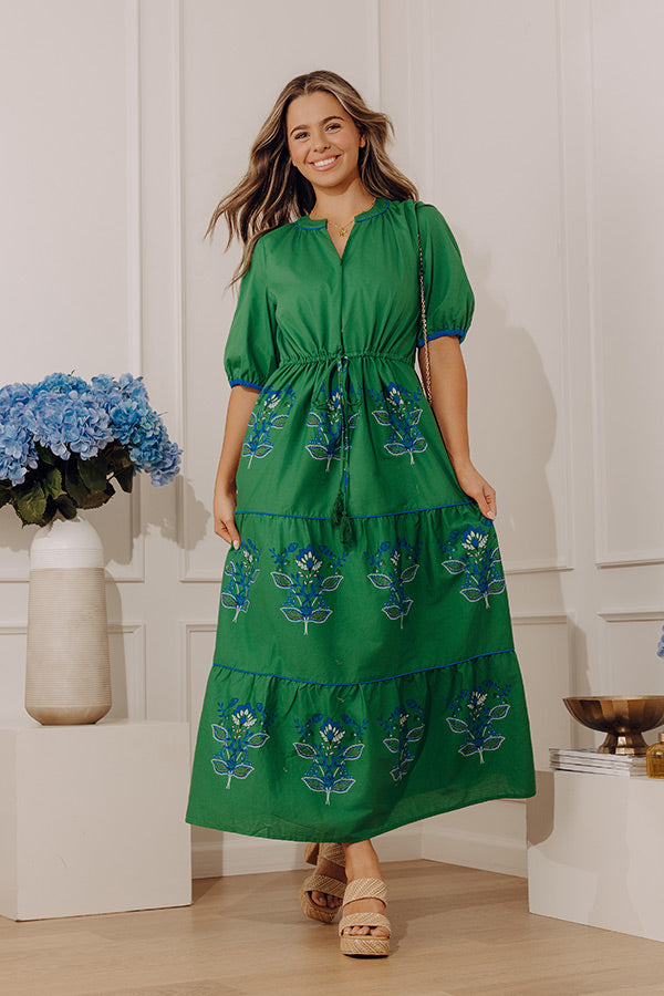 Santorini Garden Floral Tiered Midi Dress Image - 5