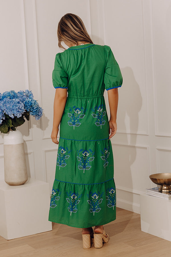 Santorini Garden Floral Tiered Midi Dress Image - 3