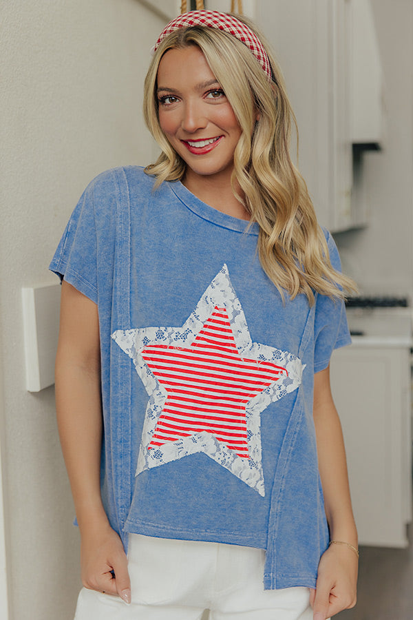 Star Spangled Perfection Vintage Wash Patchwork Top Image - 1