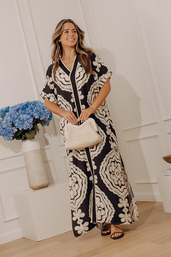 Vacay Bungalow Caftan Maxi Dress in Black Image - 2