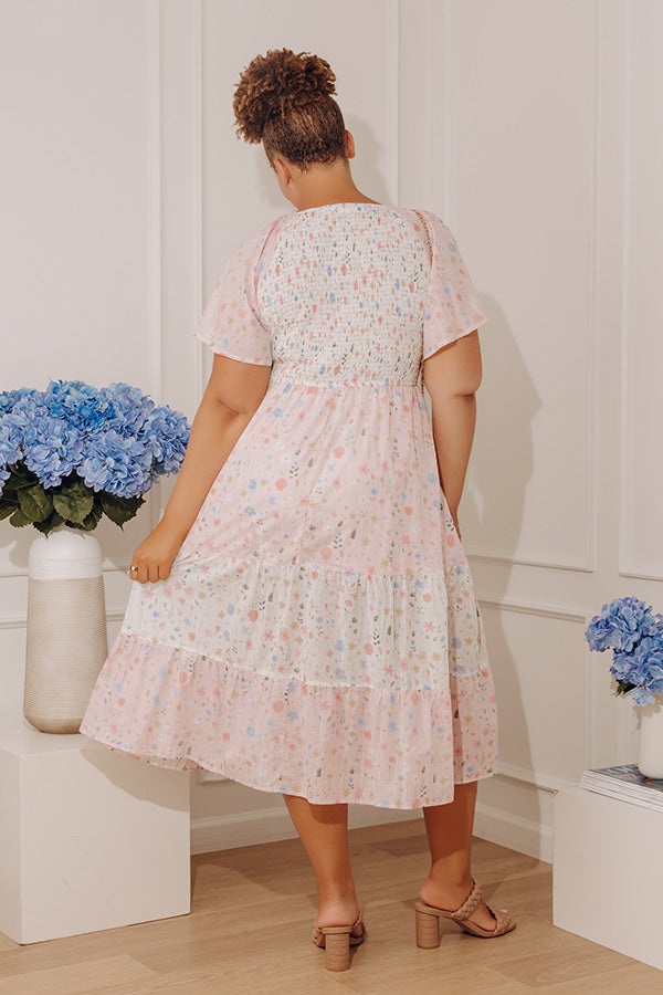 Garden Muse Floral Color Block Midi Dress Curves Image - 5