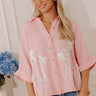 Palm Paradise Embroidered Oversized Gauze Button Up Top Image - 1