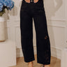 The Lucia High Waist Embroidered Barrel Leg Jean in Black Image - 1