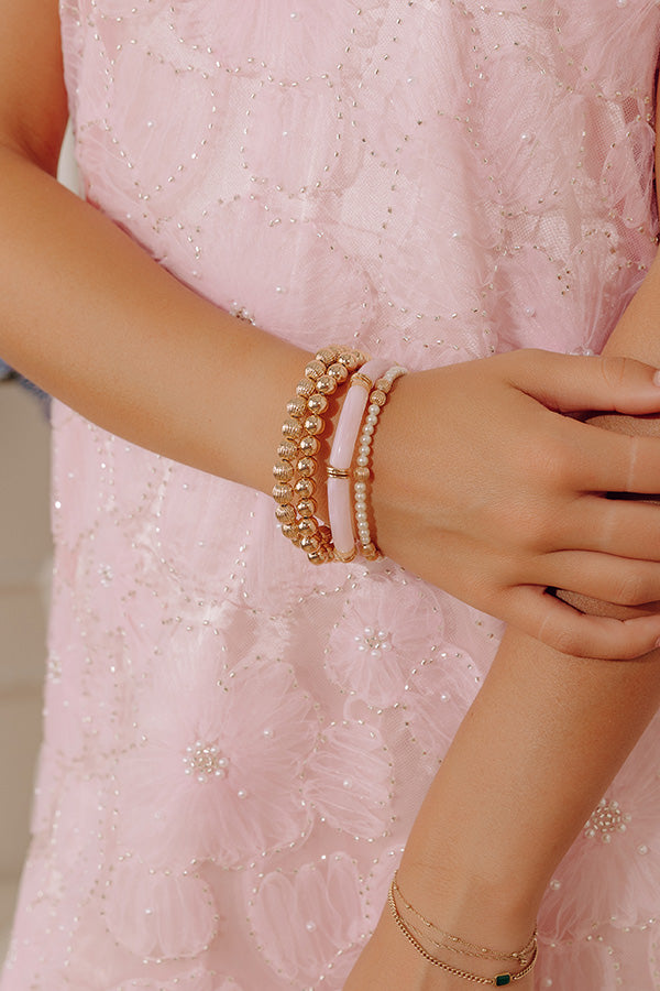 Lovely Layers Stretch Bracelet Set in Light Pink Image - 2